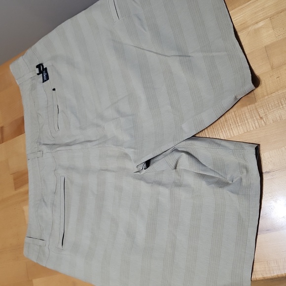 O'Neill Tan Striped Moisture Wicking Shorts W 5 Pockets Cross + Over - Picture 5 of 10